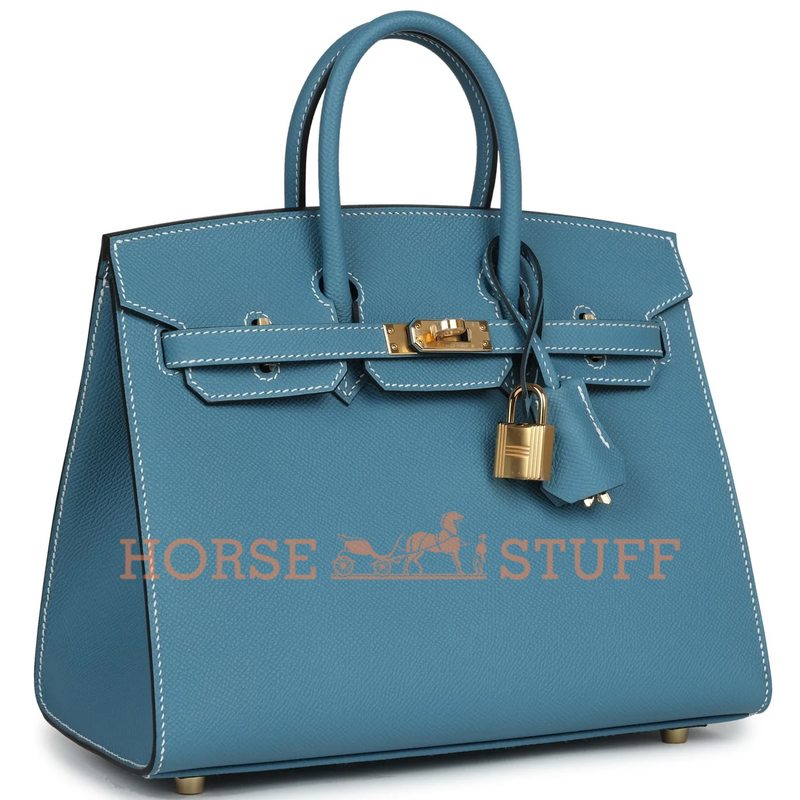 Hermès Birkin Sellier 25 Blue Jean Epsom GHW