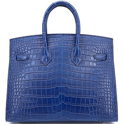 Hermès Birkin Sellier 25 Ai ( Aizome ) Matte Crocodile Porosus PHW