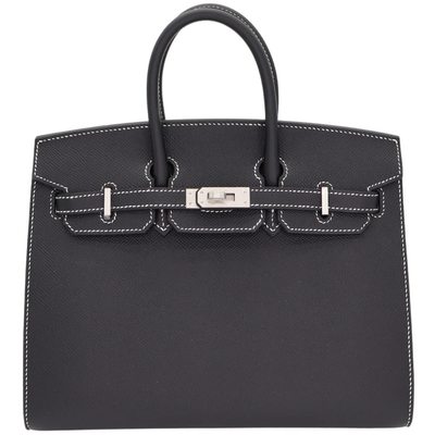 Hermès Birkin Sellier 25 Special Order Black with White Contrast Stitching Epsom BPHW