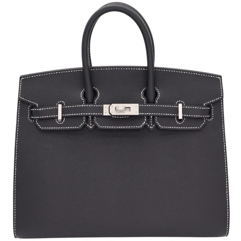 Hermès Birkin Sellier 25 Special Order Black with White Contrast Stitching Epsom BPHW