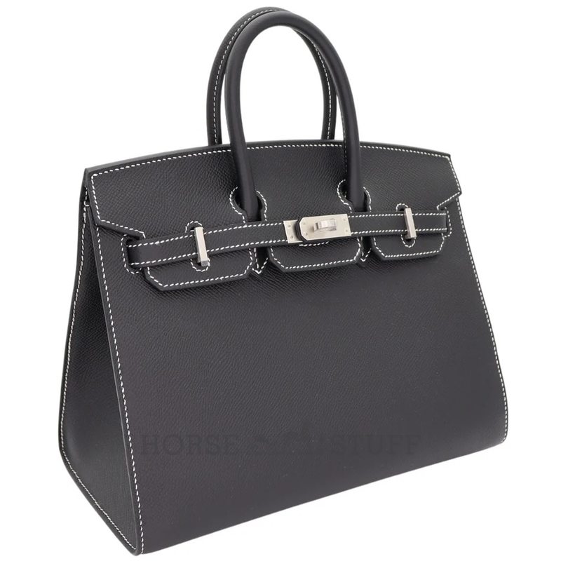 Hermès Birkin Sellier 25 Special Order Black with White Contrast Stitching Epsom BPHW