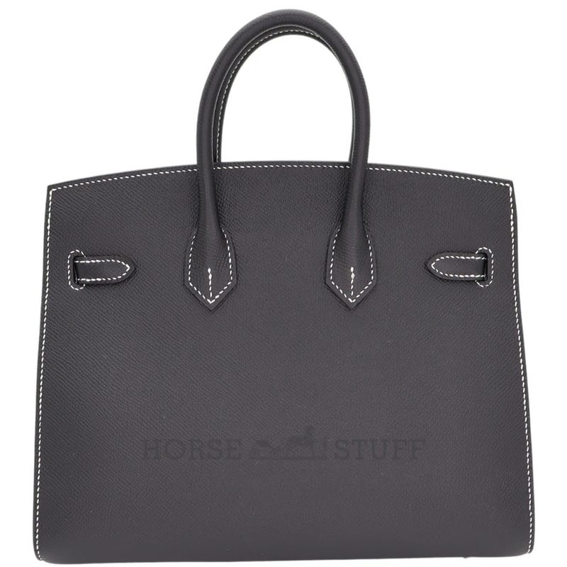 Hermès Birkin Sellier 25 Special Order Black with White Contrast Stitching Epsom BPHW