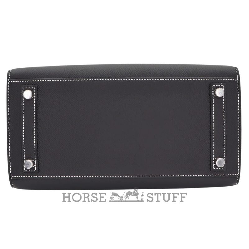 Hermès Birkin Sellier 25 Special Order Black with White Contrast Stitching Epsom BPHW