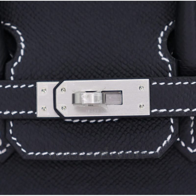 Hermès Birkin Sellier 25 Special Order Black with White Contrast Stitching Epsom BPHW