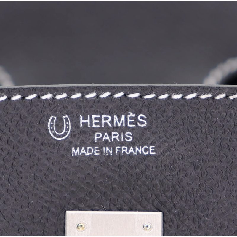Hermès Birkin Sellier 25 Special Order Black with White Contrast Stitching Epsom BPHW