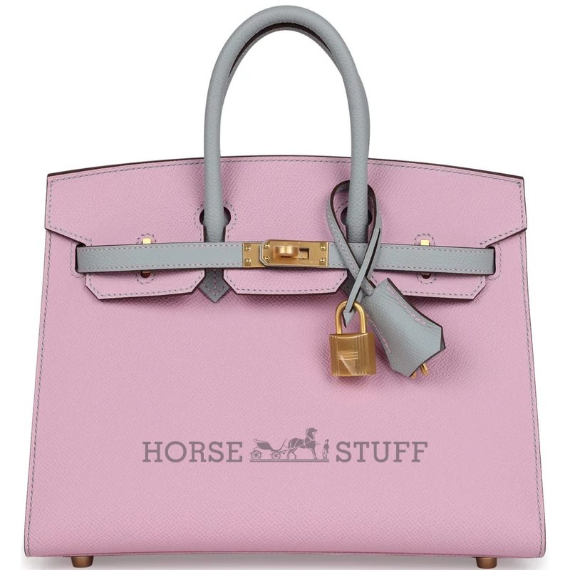 Hermès Birkin Sellier 25 Special Order Mauve Sylvestre / Blue Glacier Epsom BGHW