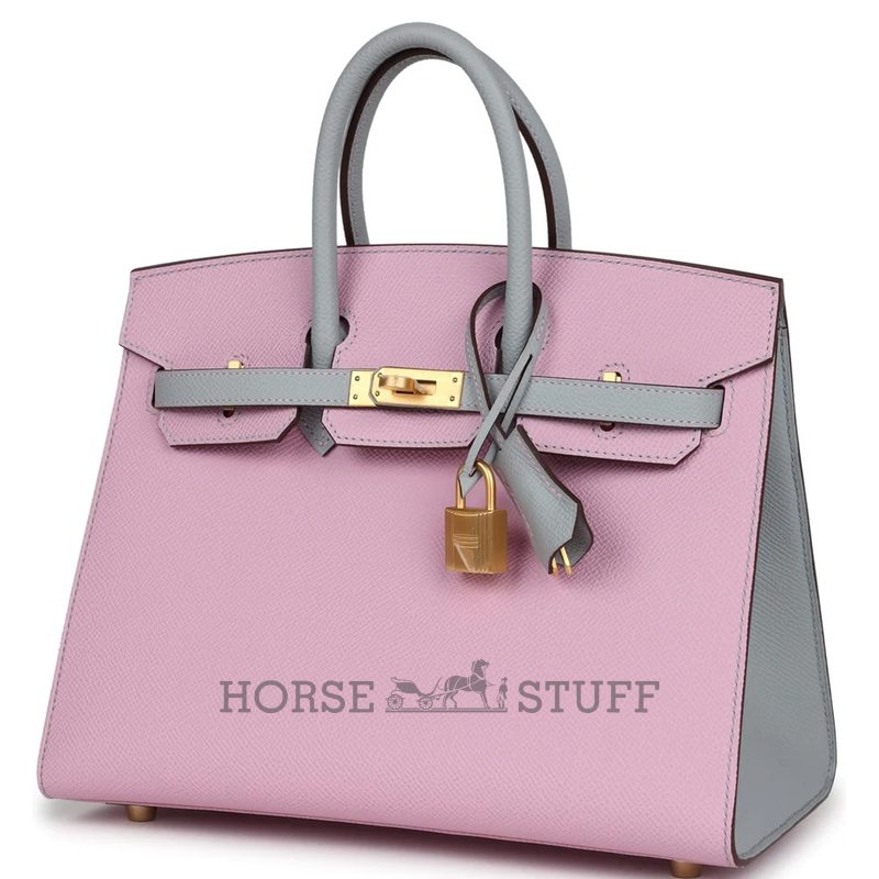 Hermès Birkin Sellier 25 Special Order Mauve Sylvestre / Blue Glacier Epsom BGHW