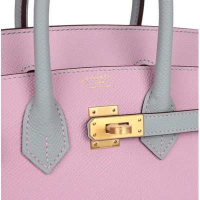 Hermès Birkin Sellier 25 Special Order Mauve Sylvestre / Blue Glacier Epsom BGHW