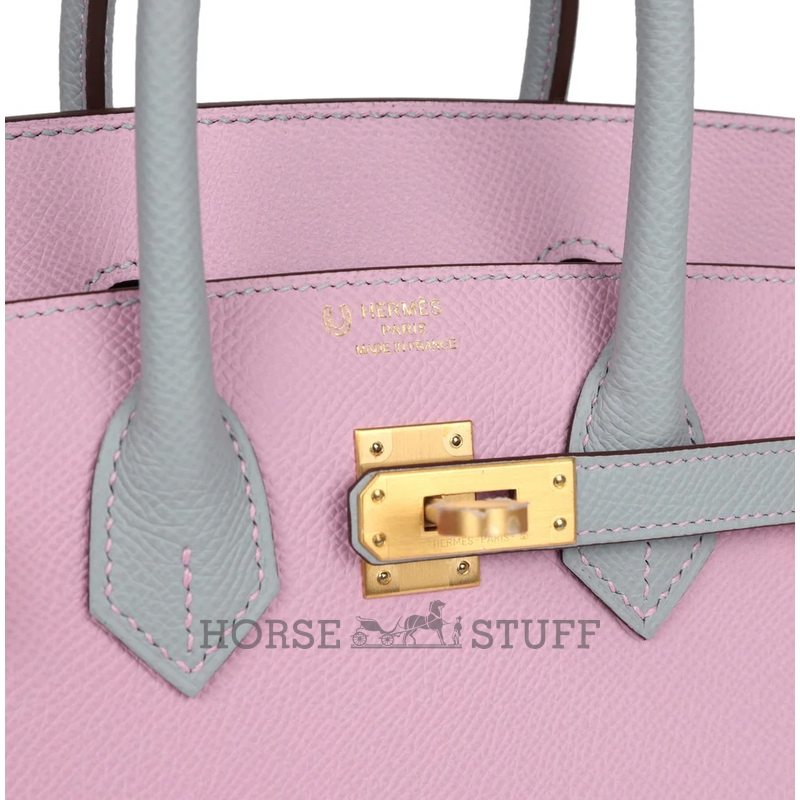 Hermès Birkin Sellier 25 Special Order Mauve Sylvestre / Blue Glacier Epsom BGHW