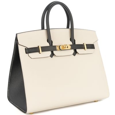 Hermès Birkin Sellier 25 Special Order Craie / Black Epsom GHW
