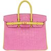 Hermès Birkin 25 Special Order HSS Bubblegum / Mimosa Matte Crocodile Alligator BGHW