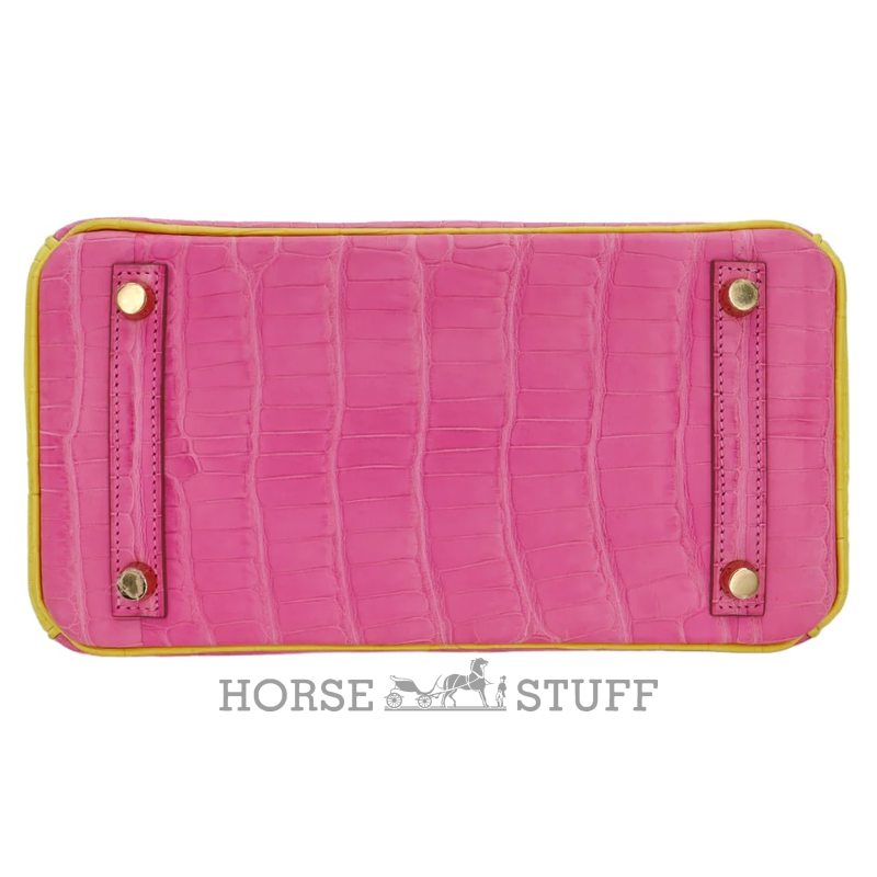 Hermès Birkin 25 Special Order HSS Bubblegum / Mimosa Matte Crocodile Alligator BGHW