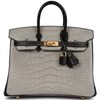 Hermès Birkin 25 Special Order HSS Gris Perle / Black Matte Crocodile Alligator BPHW