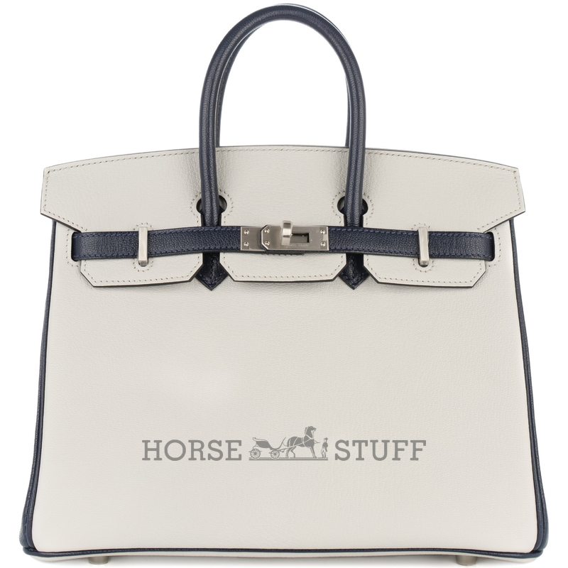 Hermès Birkin 25 Special Order HSS Black / Gris Perle Chevre BPHW