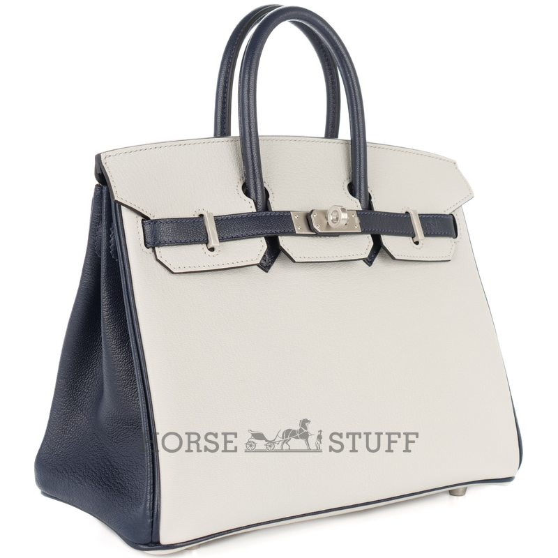 Hermès Birkin 25 Special Order HSS Black / Gris Perle Chevre BPHW