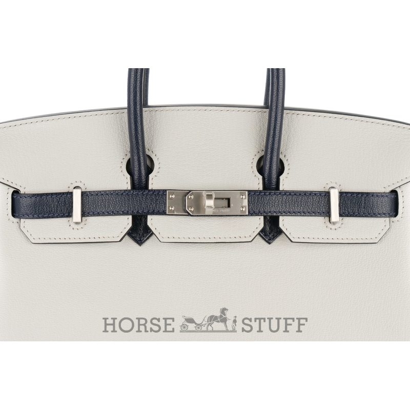 Hermès Birkin 25 Special Order HSS Black / Gris Perle Chevre BPHW