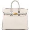 Hermès Birkin 25 Special Order HSS Nata / Gris Perle Chevre BGHW