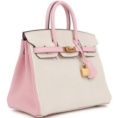 Hermès Birkin 25 Special Order HSS Nata / Rose Sakura Chevre BGHW