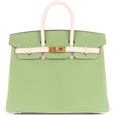 Hermès Birkin 25 Special Order HSS Vert Criquet / Nata Chevre BGHW