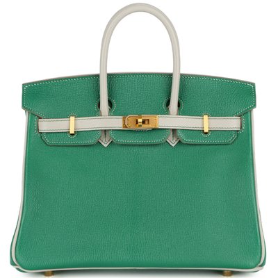 Hermès Birkin 25 Special Order HSS Vert Vertigo / Gris Perle Chevre BGHW