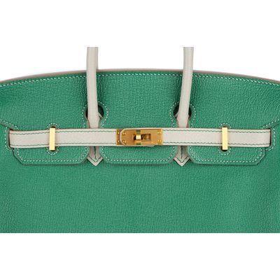 Hermès Birkin 25 Special Order HSS Vert Vertigo / Gris Perle Chevre BGHW