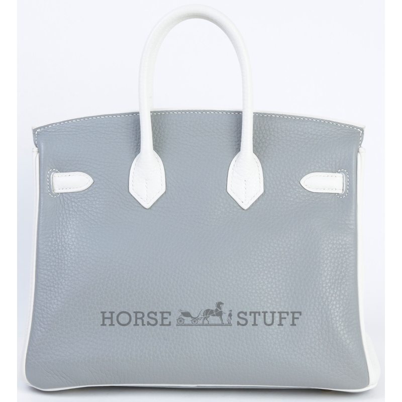Hermès Birkin 25 Special Order HSS Gris Mouette / White Clemence Permabrass