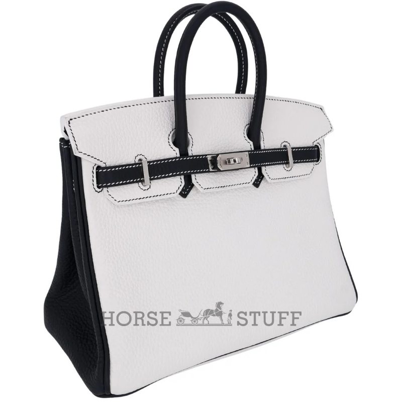 Hermès Birkin 25 Special Order HSS White / Black Clemence PHW