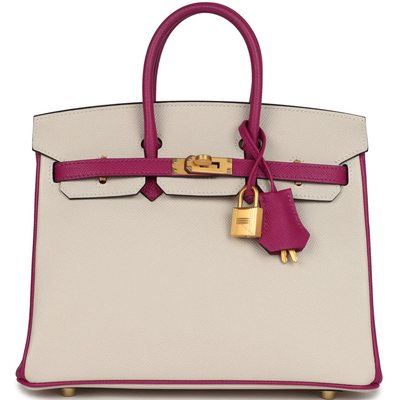 Hermès Birkin 25 Special Order HSS Craie / Rose Pourpre BGHW