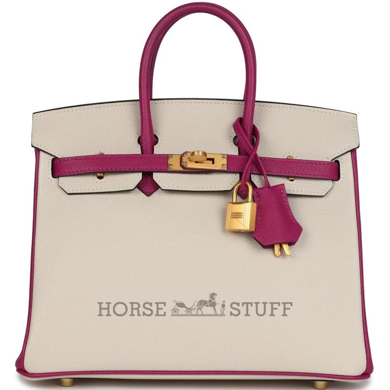 Hermès Birkin 25 Special Order HSS Craie / Rose Pourpre BGHW