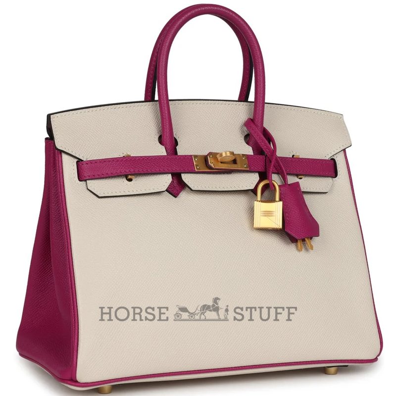Hermès Birkin 25 Special Order HSS Craie / Rose Pourpre BGHW