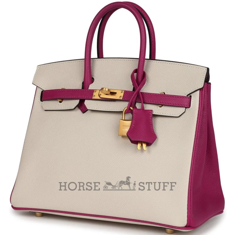 Hermès Birkin 25 Special Order HSS Craie / Rose Pourpre BGHW