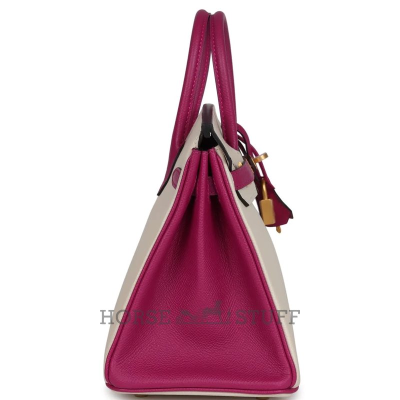 Hermès Birkin 25 Special Order HSS Craie / Rose Pourpre BGHW