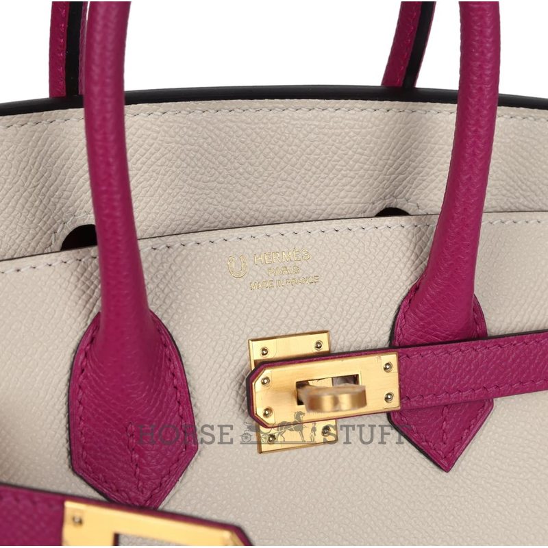 Hermès Birkin 25 Special Order HSS Craie / Rose Pourpre BGHW