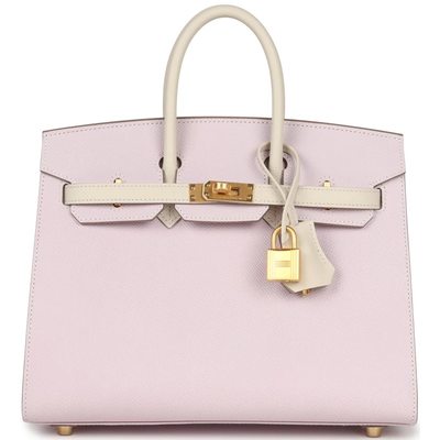 Hermès Birkin Sellier 25 Special Order Mauve Pale / Craie Epsom BGHW