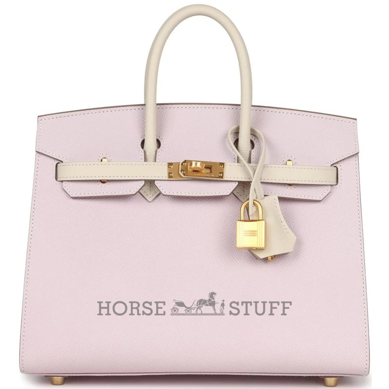 Hermès Birkin Sellier 25 Special Order Mauve Pale / Craie Epsom BGHW