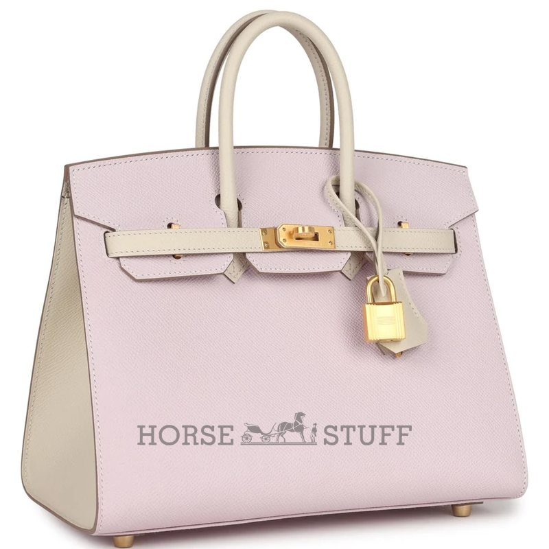 Hermès Birkin Sellier 25 Special Order Mauve Pale / Craie Epsom BGHW