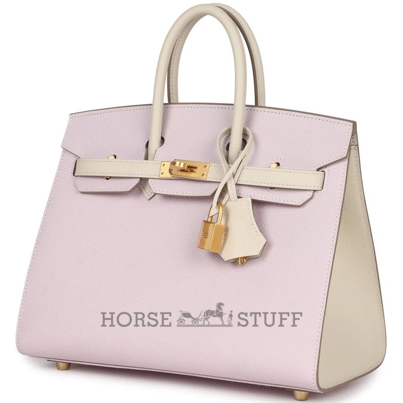Hermès Birkin Sellier 25 Special Order Mauve Pale / Craie Epsom BGHW