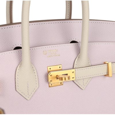 Hermès Birkin Sellier 25 Special Order Mauve Pale / Craie Epsom BGHW