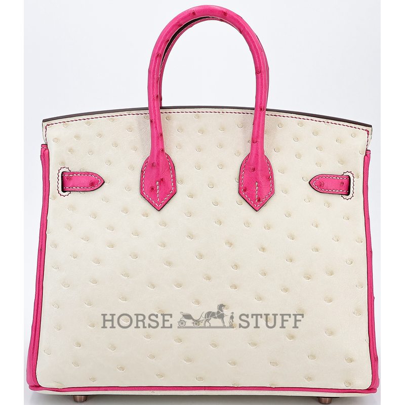 Hermès Birkin 25 Special Order HSS Craie / Rose Tyrien Ostrich RGHW