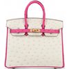 Hermès Birkin 25 Special Order HSS Craie / Rose Tyrien Ostrich RGHW