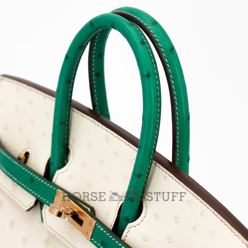 Hermès Birkin 25 Special Order HSS Craie / Bambou Ostrich RGHW
