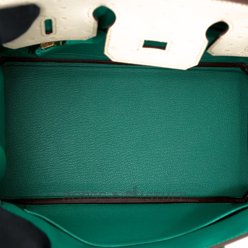 Hermès Birkin 25 Special Order HSS Craie / Bambou Ostrich RGHW