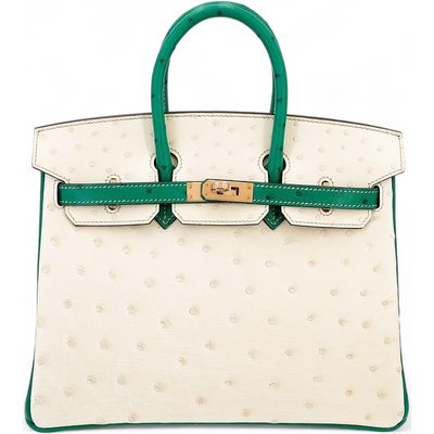 Hermès Birkin 25 Special Order HSS Craie / Bambou Ostrich RGHW