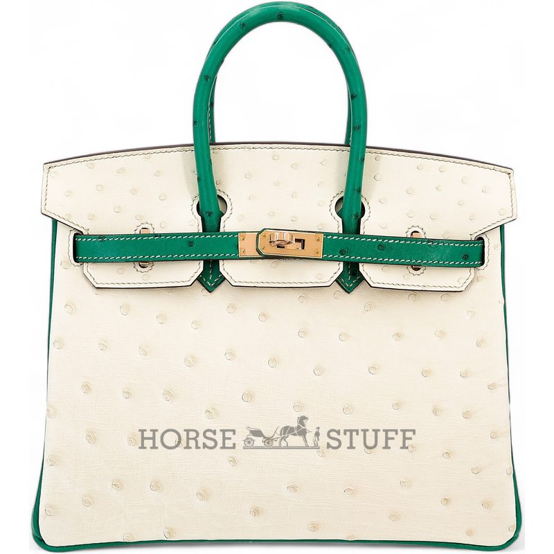 Hermès Birkin 25 Special Order HSS Craie / Bambou Ostrich RGHW