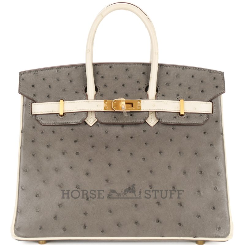 Hermès Birkin 25 Special Order HSS Beton / Gris Asphalt Ostrich BGHW