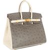 Hermès Birkin 25 Special Order HSS Beton / Gris Asphalt Ostrich BGHW