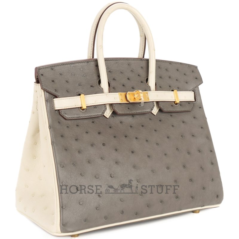 Hermès Birkin 25 Special Order HSS Beton / Gris Asphalt Ostrich BGHW