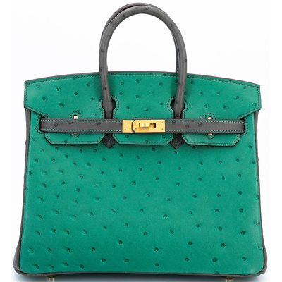 Hermès Birkin 25 Special Order HSS Vert Vertigo / Graphite Ostrich BGHW