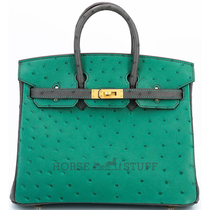 Hermès Birkin 25 Special Order HSS Vert Vertigo / Graphite Ostrich BGHW