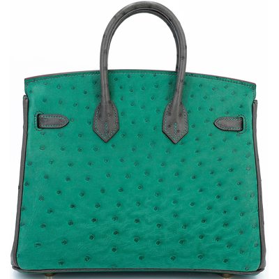 Hermès Birkin 25 Special Order HSS Vert Vertigo / Graphite Ostrich BGHW